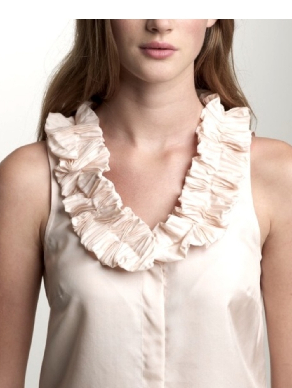 J. Crew Sleeveless Ruffle V-Neck Camisole/ 100% Silk